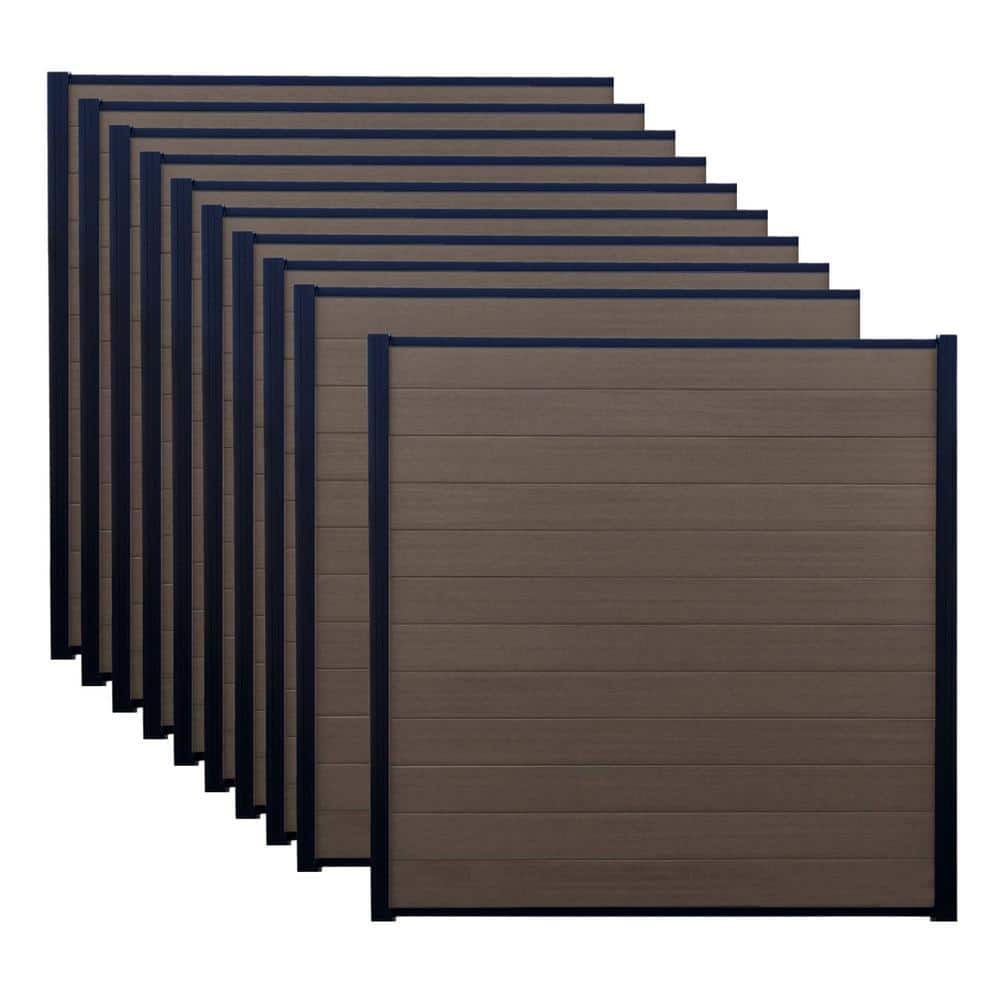 Frame It All 6 ft. x 6 ft. Valla Composite Fence Panel Mahogany (10-Pack)