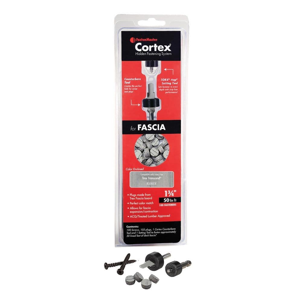 FastenMaster Cortex 207 Piece #9 x 1-3/4 in. Hidden Fascia Screw Fasteners Rainier (100 Screws, 105 Plugs, 1 Counterbore, 1 Set Tool)