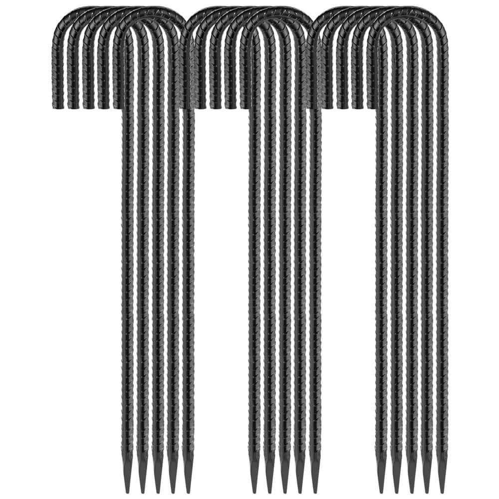 Laybus 16 Pack 24 in. Rebar Stakes J Hook Stakes, Extra Long Garden Stakes with Chisel Point End Steel Rebar Ground Stakes