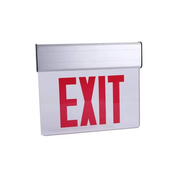 Commercial Electric 1-Pack 120-Volt to 277-Volt with Ni-Cad 4.8-Volt Edge Lit Integrated LED Red Exit Sign