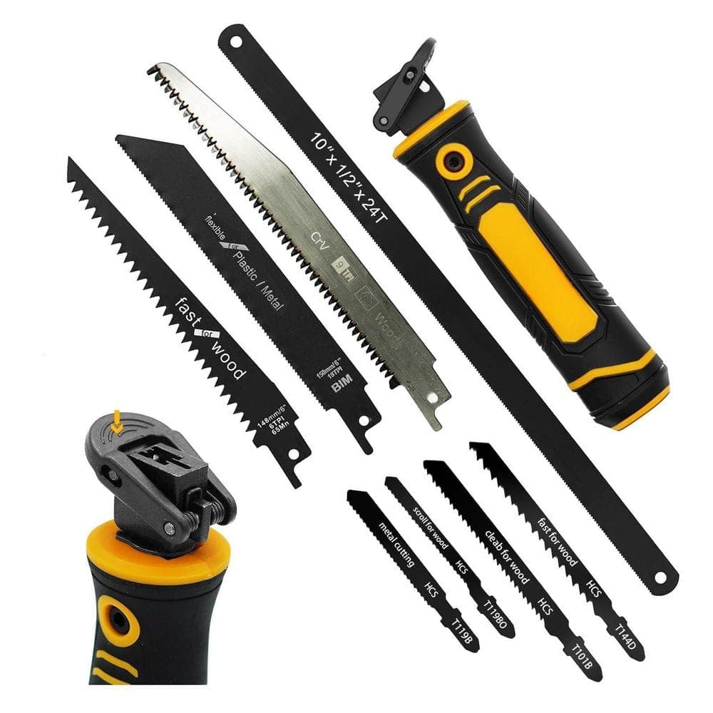 Laybus Yellow 8-In-1 Adjustable Blade Hand Saw, Include 8 Different Saw Blades Witch Are Made of High Speed Steel