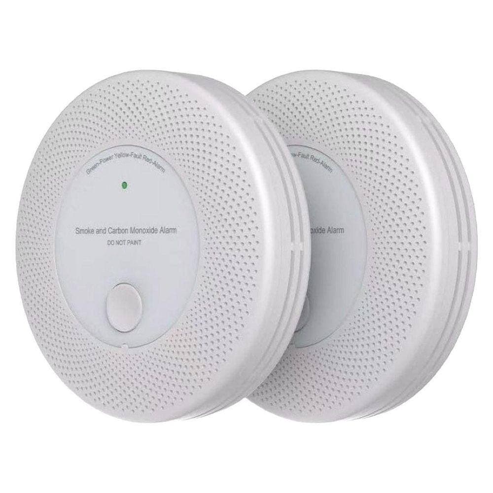 PBTEK Smoke and Carbon Monoxide Detector Alarm with LED Indicator and Flame-Retardant Housing, 2-Pack, Model B0FPXVXMLN