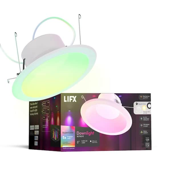 LIFX 1-pack 6 in. SuperColor Adjustable Smart Retrofit Deep Baffle Recessed Light Trim Kit Downlight