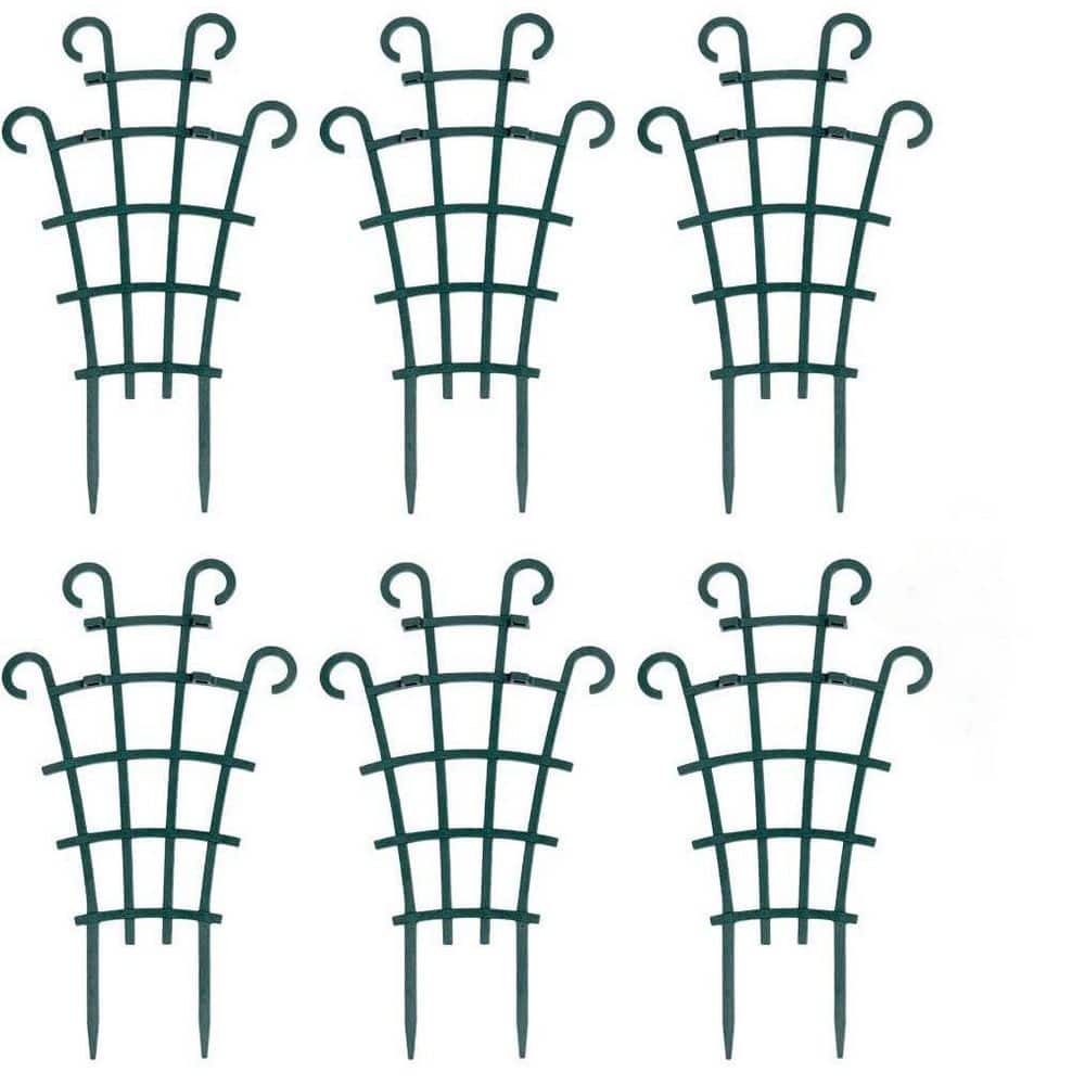 NVNOO Plastic Small Indoor Plant Trellis for Houseplants Flower Plant Support, Dark Green (6-Pack)