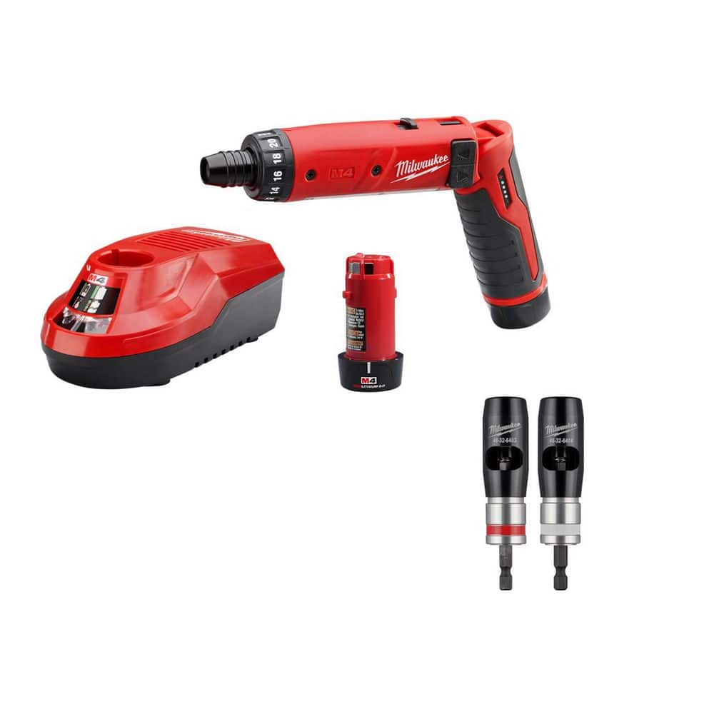 Milwaukee M4 4-Volt Lithium-Ion Cordless 1/4 in. Hex Screwdriver 2-Battery KitSolid Wire Stripper Set 2 Pieces