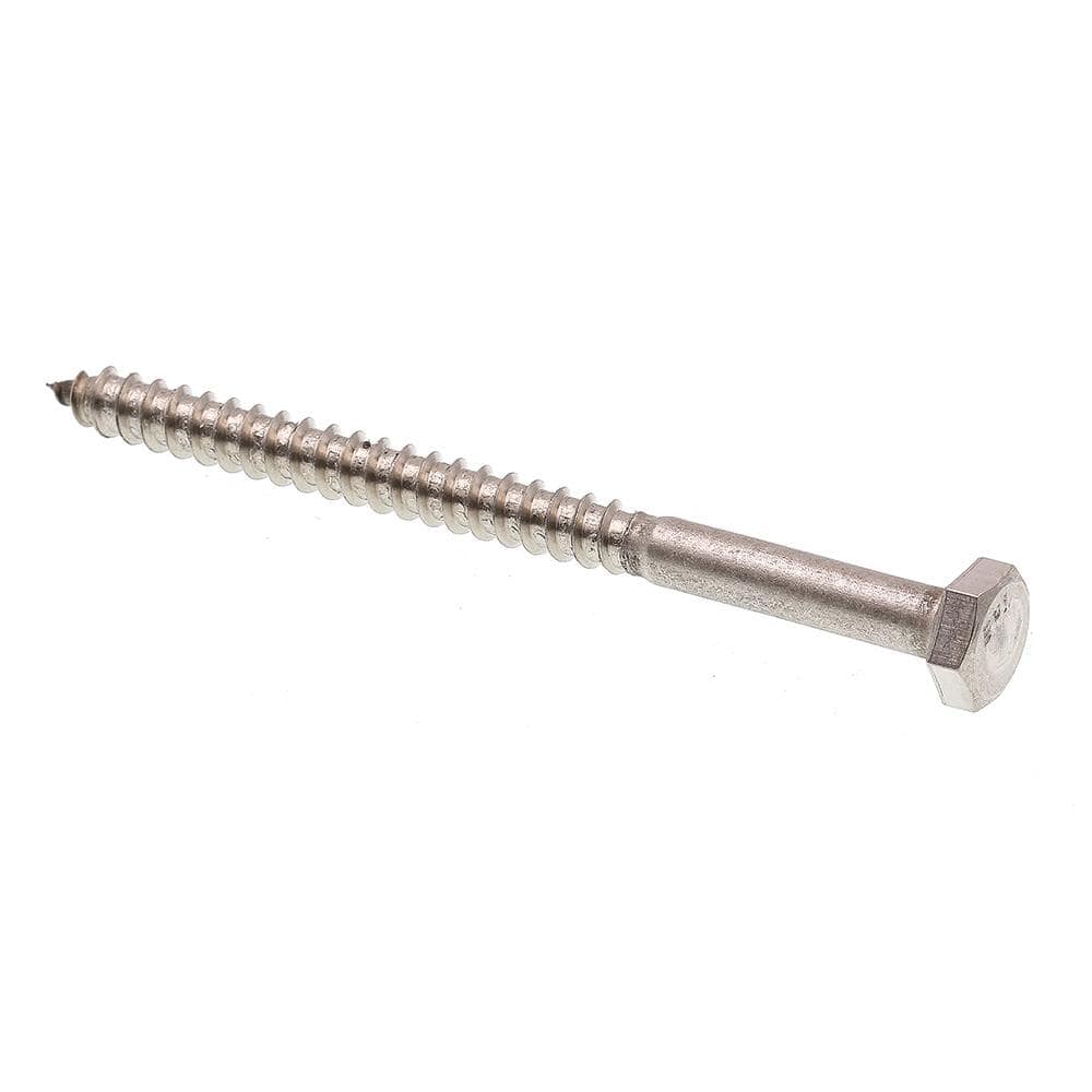 Prime-Line Grade 18 to 8 Stainless Steel 1/4 in. x 3-1/2 in. External Hex Lag Screws (25-Pack)