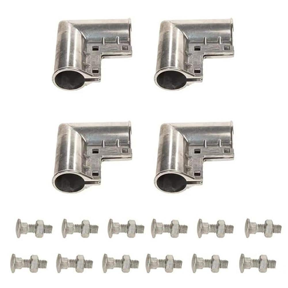 Wellco 3-3/4 in. Chain Link Fence Gate Corners Aluminum Alloy Crooked Net Gatepost Head Connection, (Set of 4)