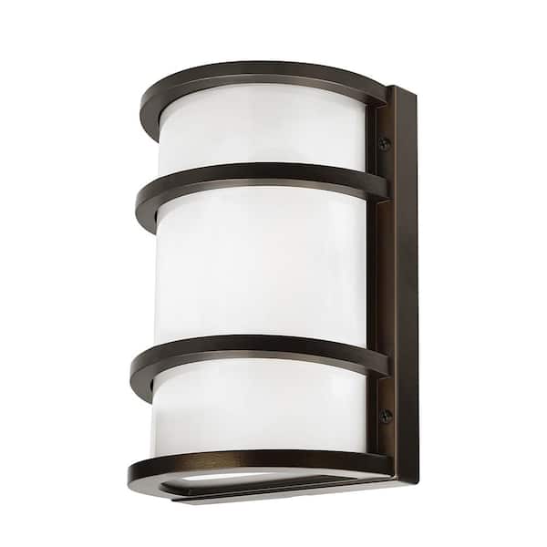 Commercial Electric 850 Lumens Integrated LED Bronze Dusk to Dawn Half Moon Security Wall Pack Light, 4000K
