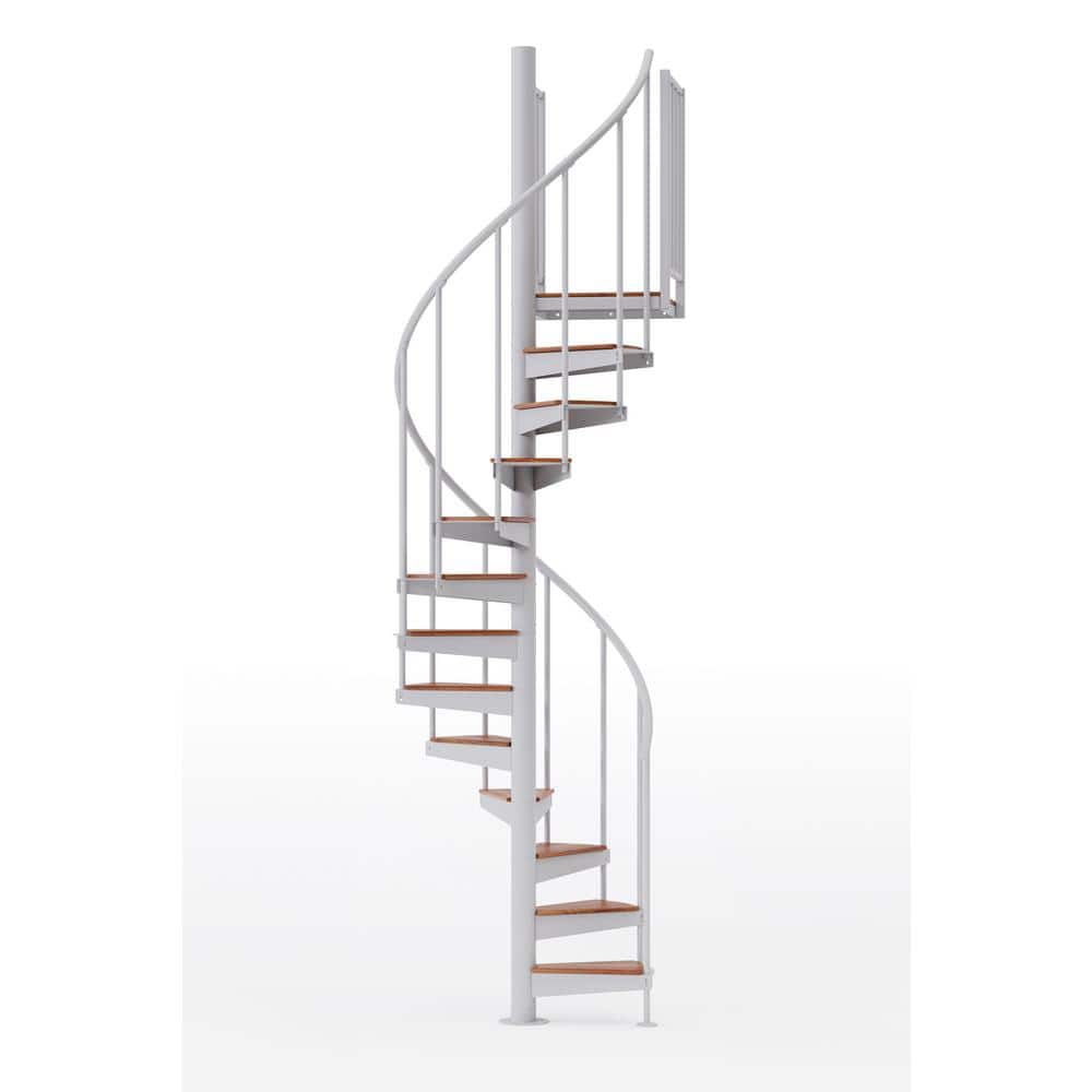 Mylen STAIRS Condor White Interior 42in Diameter, Fits Height 110.5in - 123.5in, 2 36in Tall Platform Rails Spiral Staircase Kit
