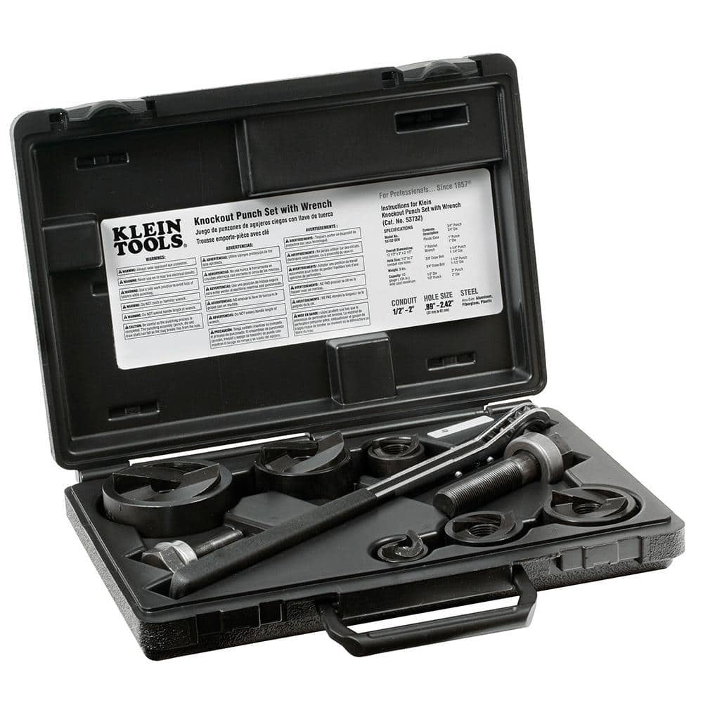 Klein Tools 9-Piece Knockout Punch with Wrench Set, 1/2-in. to 2-in.