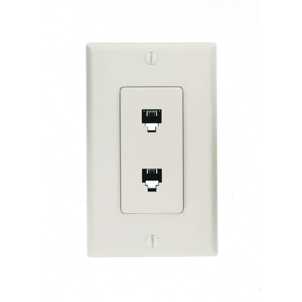 Leviton 1-Gang, White Decora Telephone 6P4C Jack, Polycarbonate Wall Plate (1-Pack)