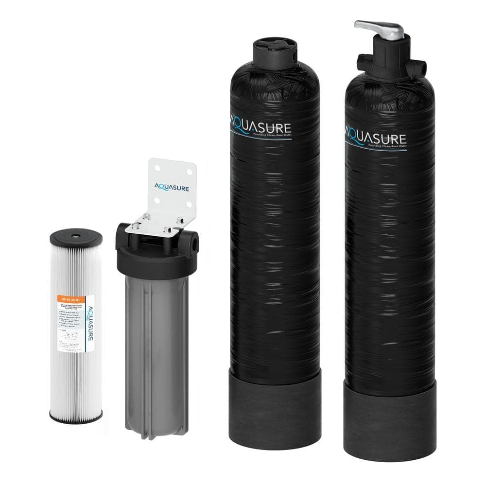 AQUASURE Serene 800K gal. Whole House Salt-Free Water Conditioning Descaler 3-in-1-Bundle
