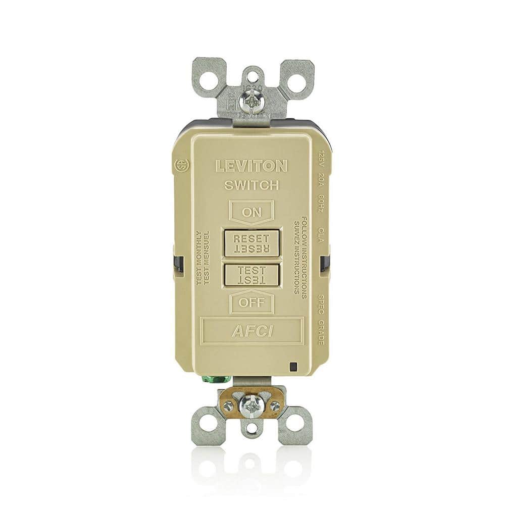 Leviton 20 Amp SmartlockPro Arc Fault Circuit Interrupter (AFCI) Blank Face Outlet, Ivory AFRBF-I