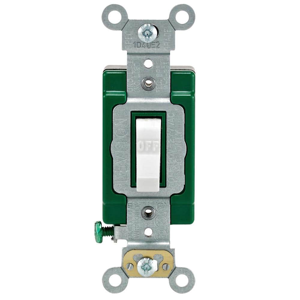 Leviton 30 Amp Industrial Double Pole Switch, White 3032-2WS