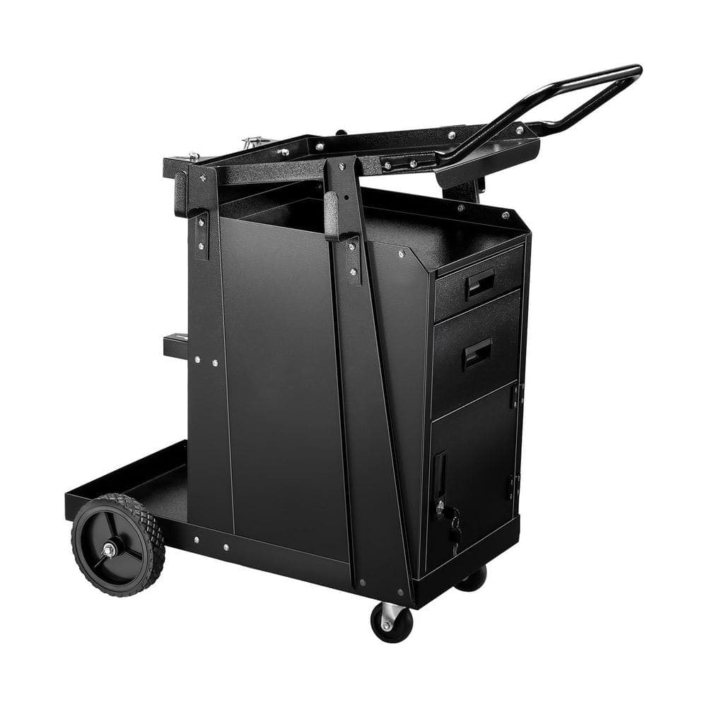 SKYSHALO Welding Cart, 350 lbs. Static Capacity, 2 Drawers Cart Heavy Duty with Cabinet, 360° Wheels, Tank Storage Safety Chains