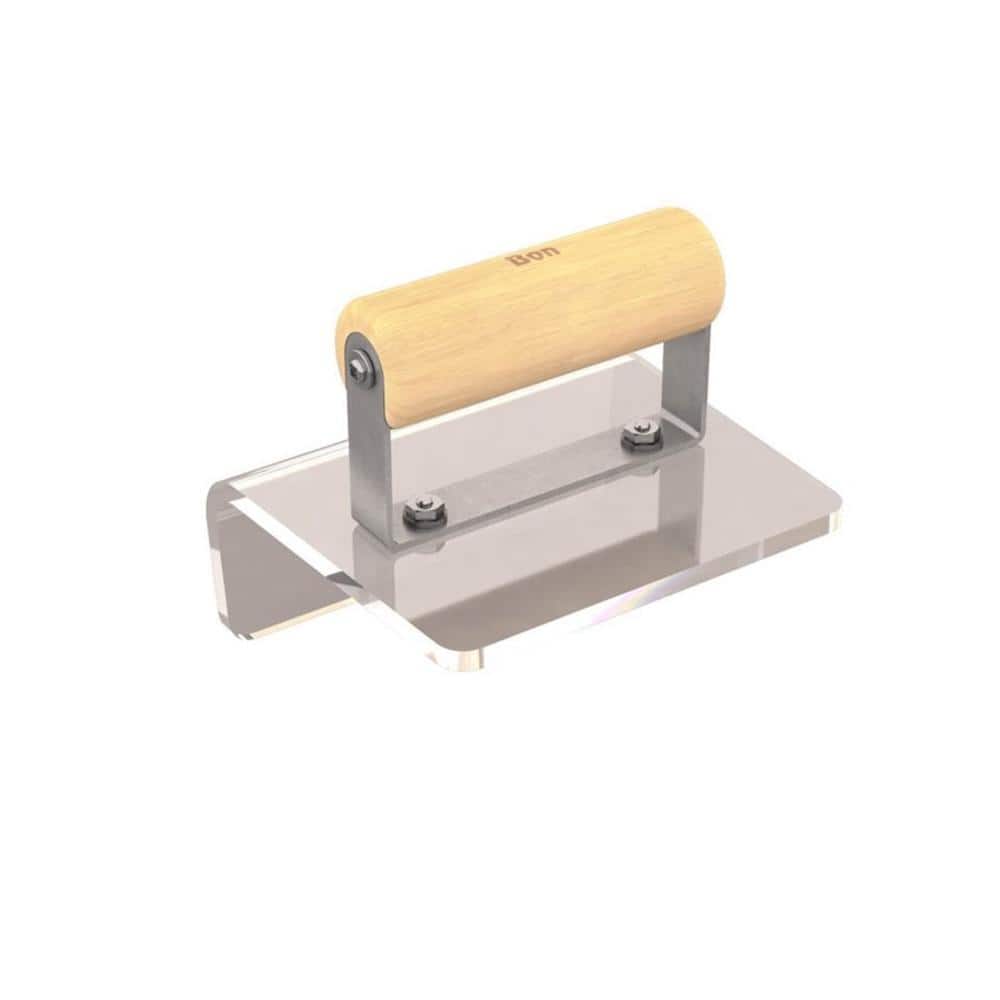 Bon Tool 6 in. x 5 in. Outside Plexiglass Step Tool Concrete Hand Edger with wood handle