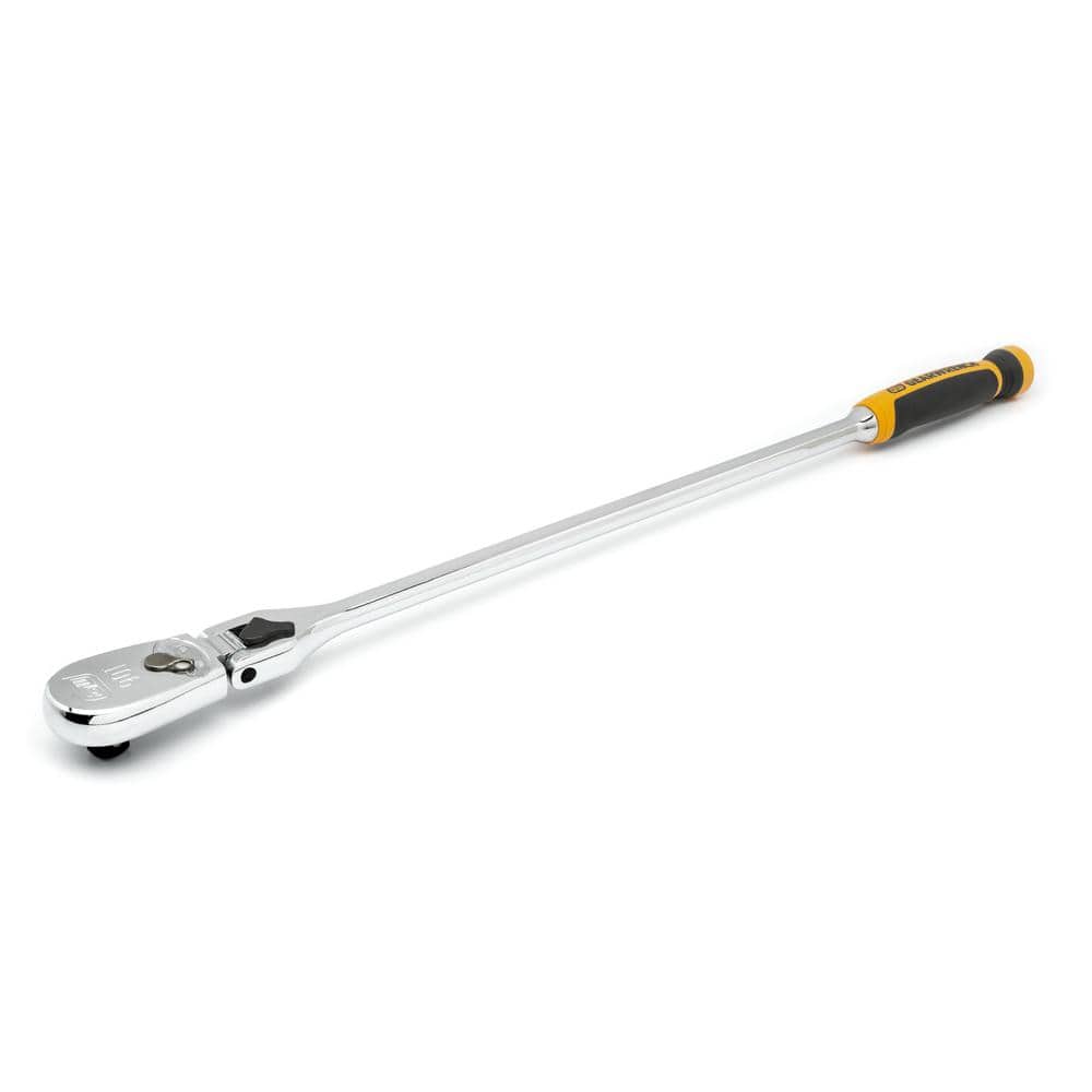 GEARWRENCH 1/2 in. Drive 90-Tooth Dual Material Locking Flex Head Teardrop Ratchet with 24 in. Handle