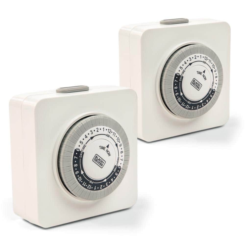 BLACK+DECKER Indoor Light Programmable 2 Grounded Outlets Timers Analog Timer Outlet (2-Pack)