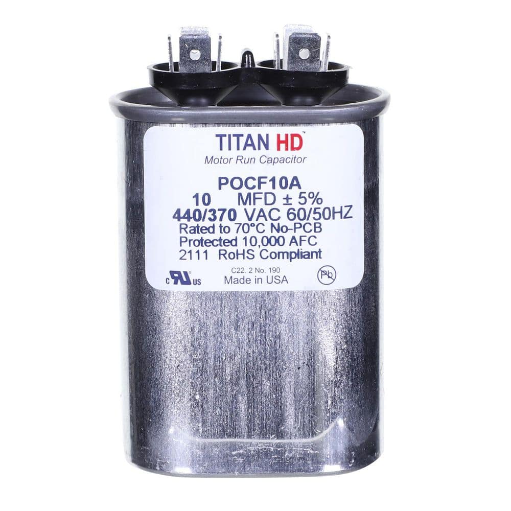 TITAN HD 10 MFD 440/370-Volt Dual Voltage Oval Run Capacitor