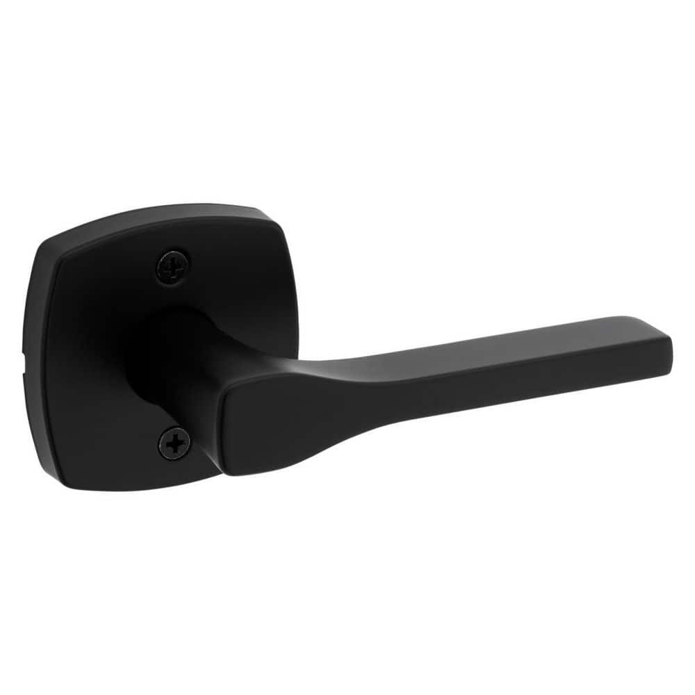 Kwikset Tripoli Matte Black Half Dummy Door Handle with Soft Modern Rose