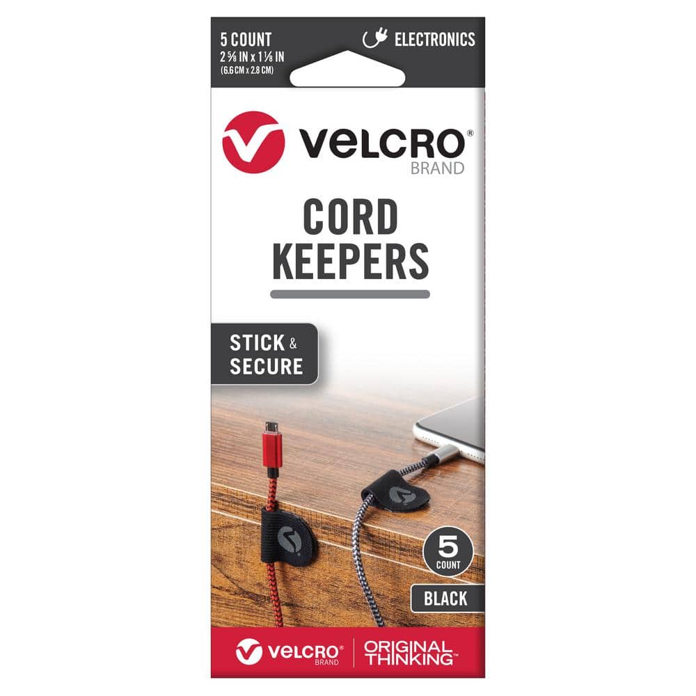 VELCRO 2-5/8 in. x 1-1/8 in. 5 ct 6/24 Cord Keepers Black