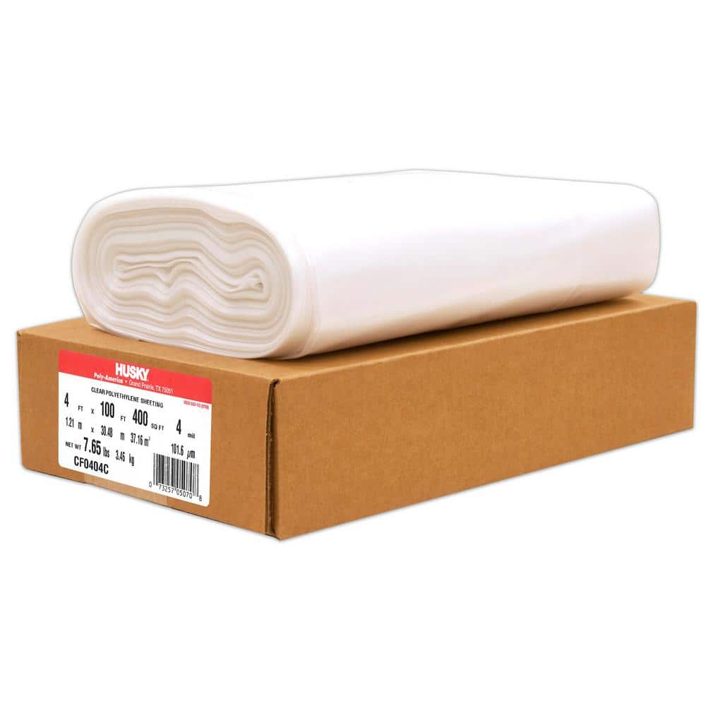 HUSKY 4 ft. x 100 ft. Clear 4 mil Plastic Sheeting