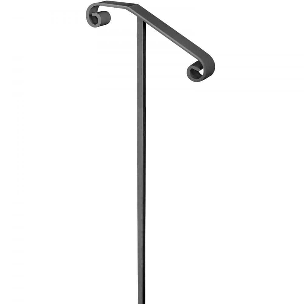 Laybus 4.8 ft. Black Single Post Handrail Wrought Iron Post Mount Step Grab Supports in Ground Long Post Gray