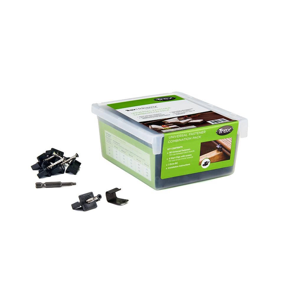 Trex Hideaway 50 sq. Universal Hidden Deck Fasteners, Combo Pack with Start Clips, Black