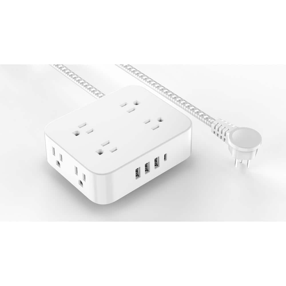 HDX 12-in-1 5ft. Indoor Extension Cord with 8-Outlet Power Strip 3 USB-A and 1 USB-C Ports