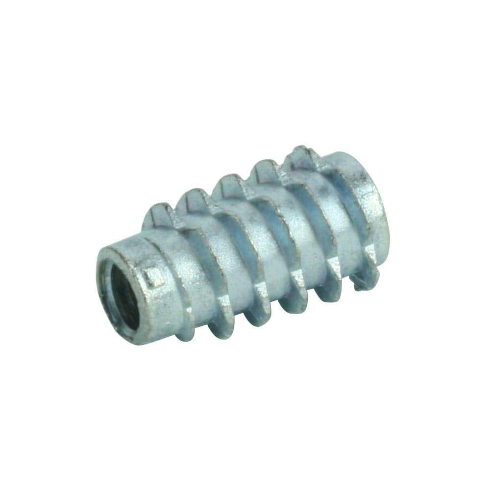 Everbilt 1/4 in. - 20 tpi x 20 mm Zinc-Plated Screw in Type E Insert Nut (4-Pack)