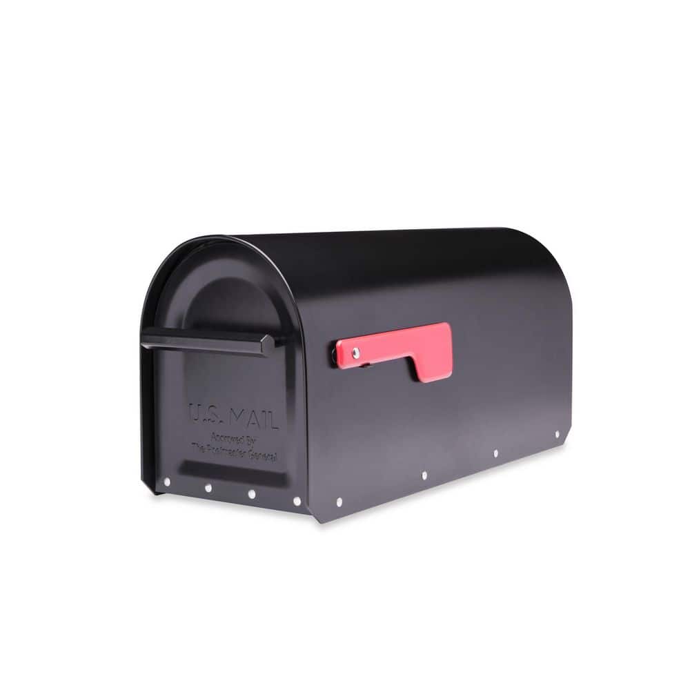Architectural Mailboxes Sequoia Black, Large, Steel, Heavy Duty Post Mount Mailbox