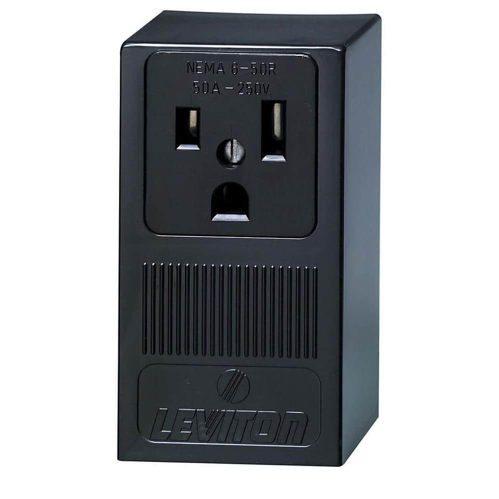 Leviton 50 Amp Double Pole Single Outlet, Black 5378-P00