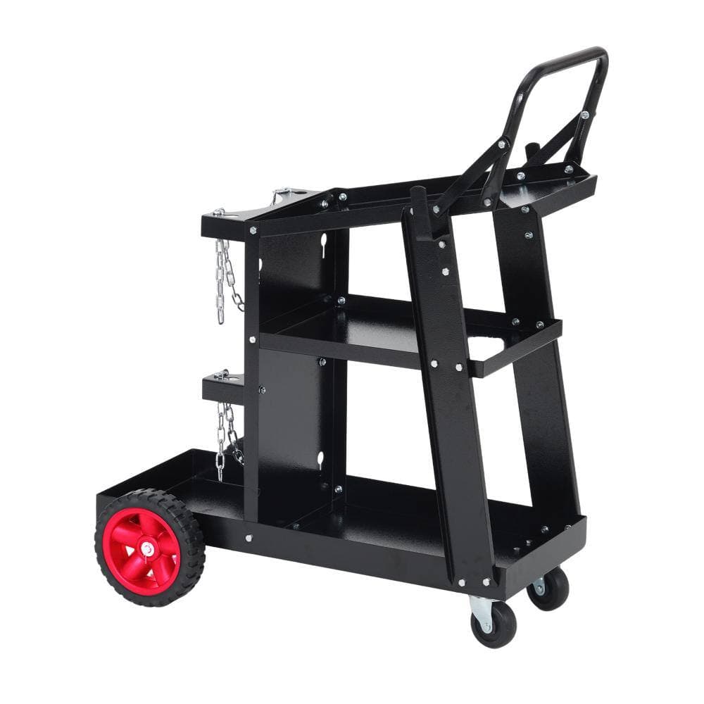 Sunvasagoo 3-Tier Steel Welding Cart with Gas Tank Holder,Safety Chains, 360° Swivel Wheels for MIG TIG ARC Welders,Plasma Cutters