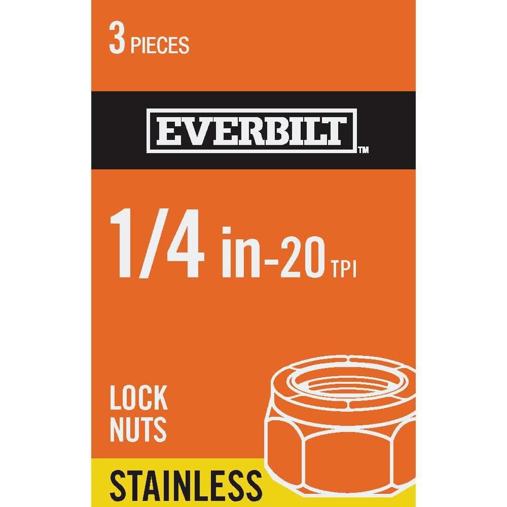 Everbilt 1/4 in.-20 Stainless Steel Nylon Lock Nut (3-Pack)