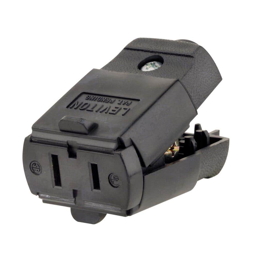 Leviton 15 Amp 125-Volt Light Duty Polarized Connector, Black 102-EP