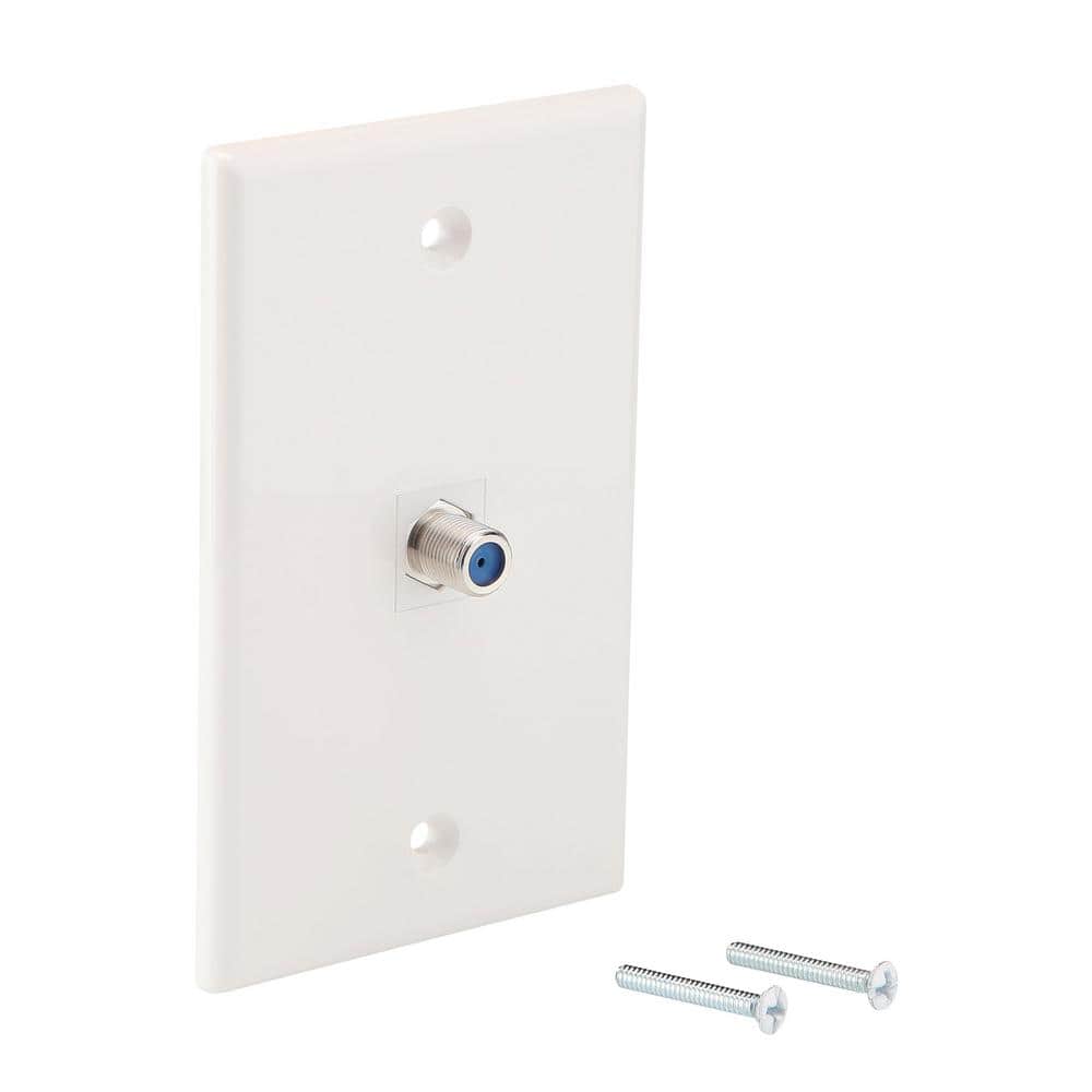 Commercial Electric 1-Gang White Coaxial Plastic Wall Plate