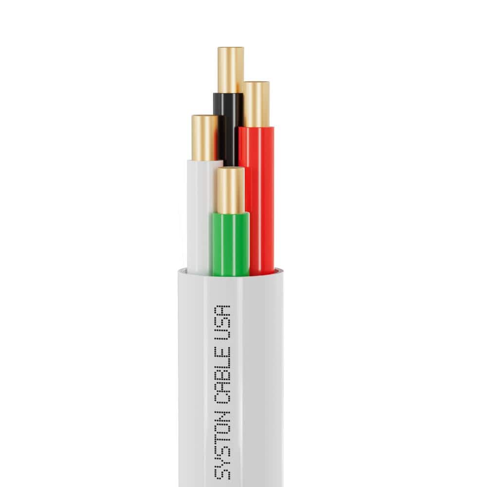 Syston Cable Technology 50 ft. 22/4 White CMR/CL3R Solid Copper Fire Security Burglar Station Sound Alarm Control Cable Wire UV Resistant UL/ETL