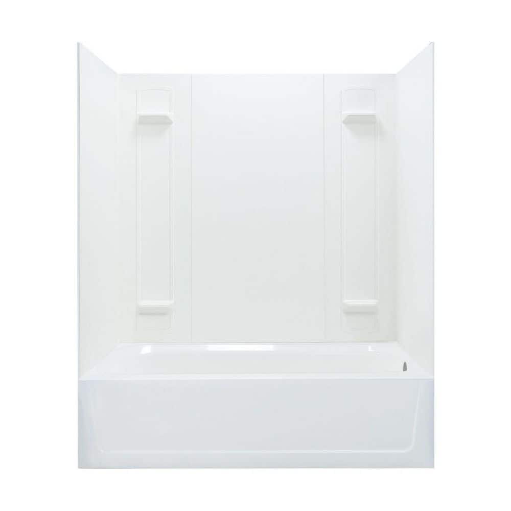 MUSTEE Durawall 60 in. L x 32 in. W x 72.75 in. H Rectangular Tub/ Shower Combo Unit in White with Right-Hand Drain