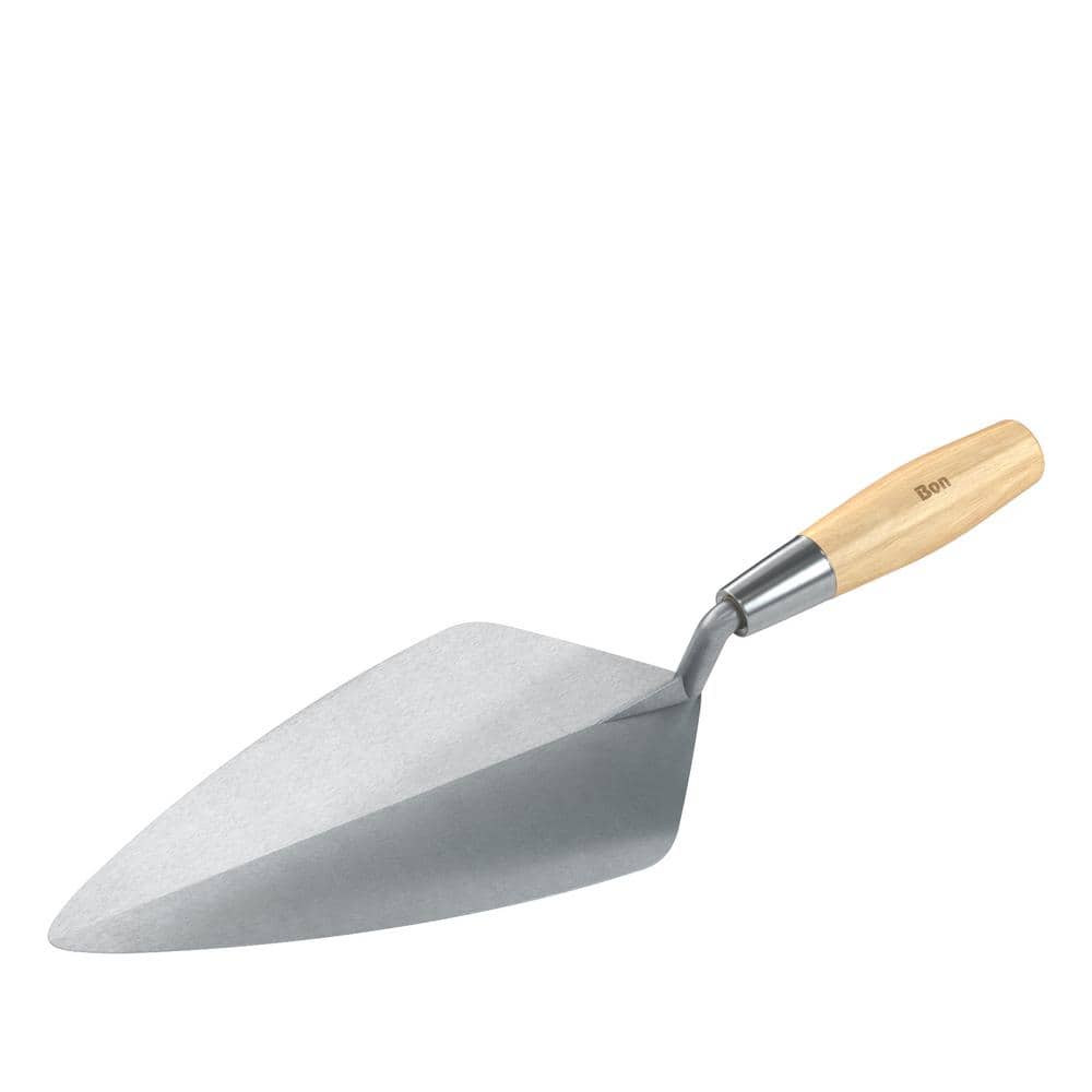 Bon Tool 12 in. Keystone Forged Steel Narrow London Masonry Brick Trowel with Wood Handle