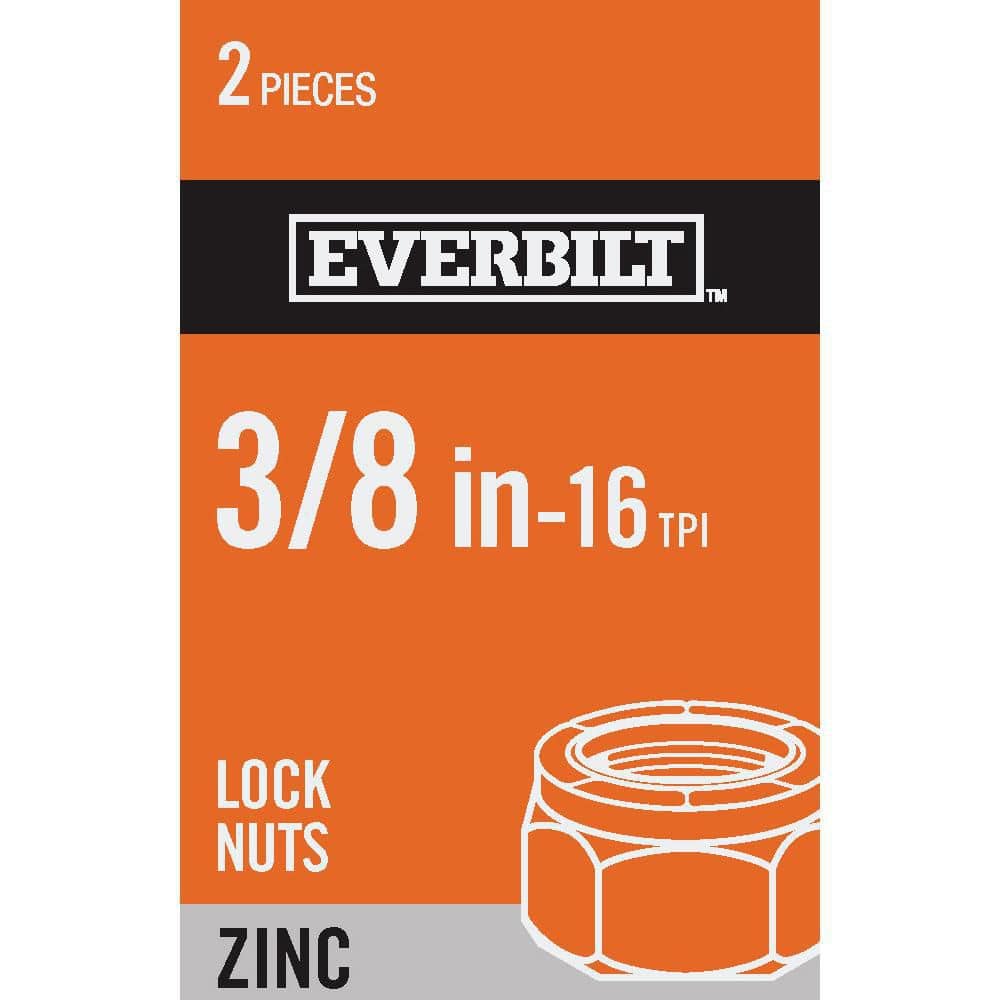 Everbilt 3/8 in.-16 Zinc Plated Nylon Lock Nut (2-Pack)