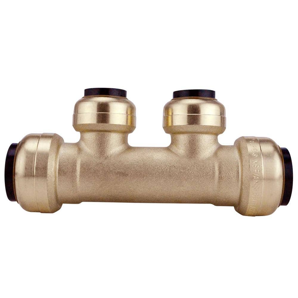 Tectite 3/4 in. x 3/4 in. Brass Push-To-Connect Inlets with 2-Port Open Manifold 1/2 in. Push-To-Connect Outlets