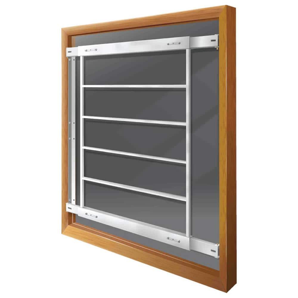 Mr. Goodbar Fixed 29 in. to 42 in. Adjustable Width 6-Bar Window Guard, White