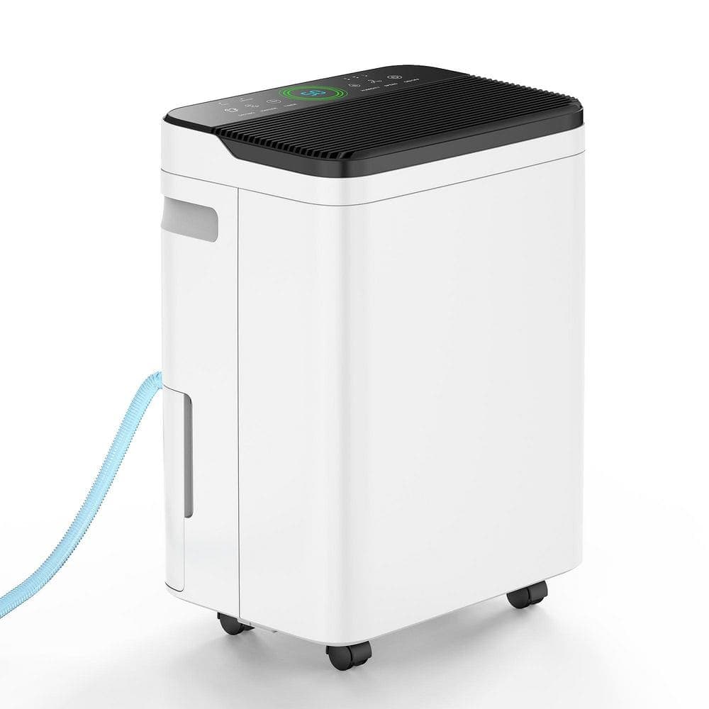 Edendirect 50 pt. 4,500 sq.ft. Dehumidifier for Basement with Drain Hose, Bucket White, Variable Speed, Quiet Cloth Dry, Ionizer