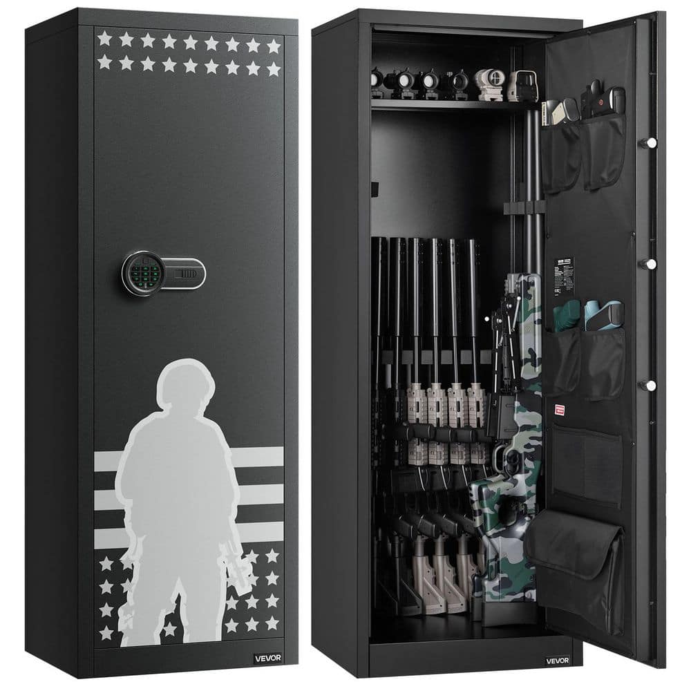 VEVOR 10-12 Gun Safe, Long Gun Cabinet for Rifles and Pistols, Rifle Safe with 4-Pistol Pockets (Assembly Required)