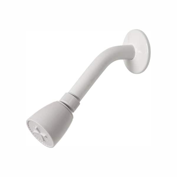 Glacier Bay 1-Spray Patterns 2 in. Single Wall Mount Fixed Shower Head in White
