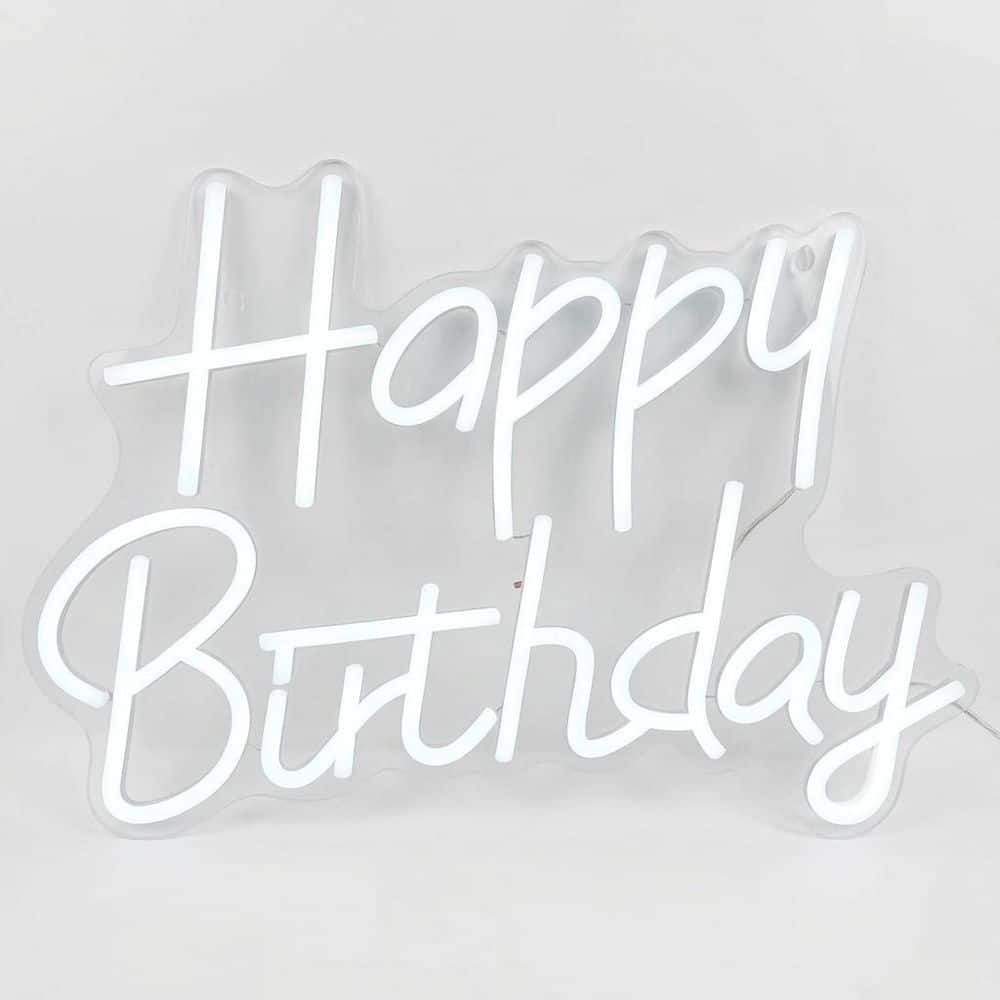 Afoxsos Happy Birthday Neon Sign Dimmable LED Wall Decor Light Up Neon Birthday Sign for Party Backdrop White