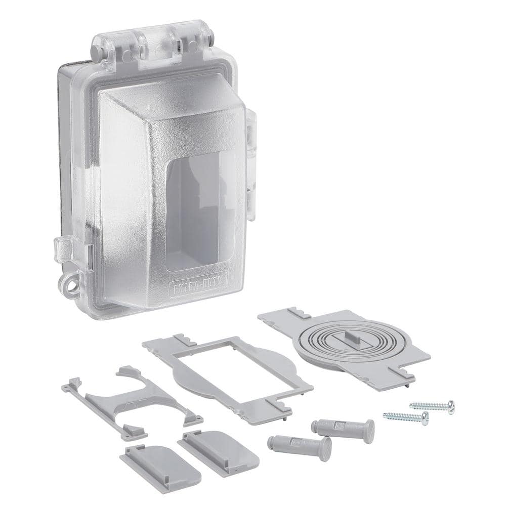 Commercial Electric 1-Gang Deep Extra Duty Horizontal/Vertical Non-Metallic Weatherproof In-Use Outlet Cover (16-in-1-Configurations), Clear