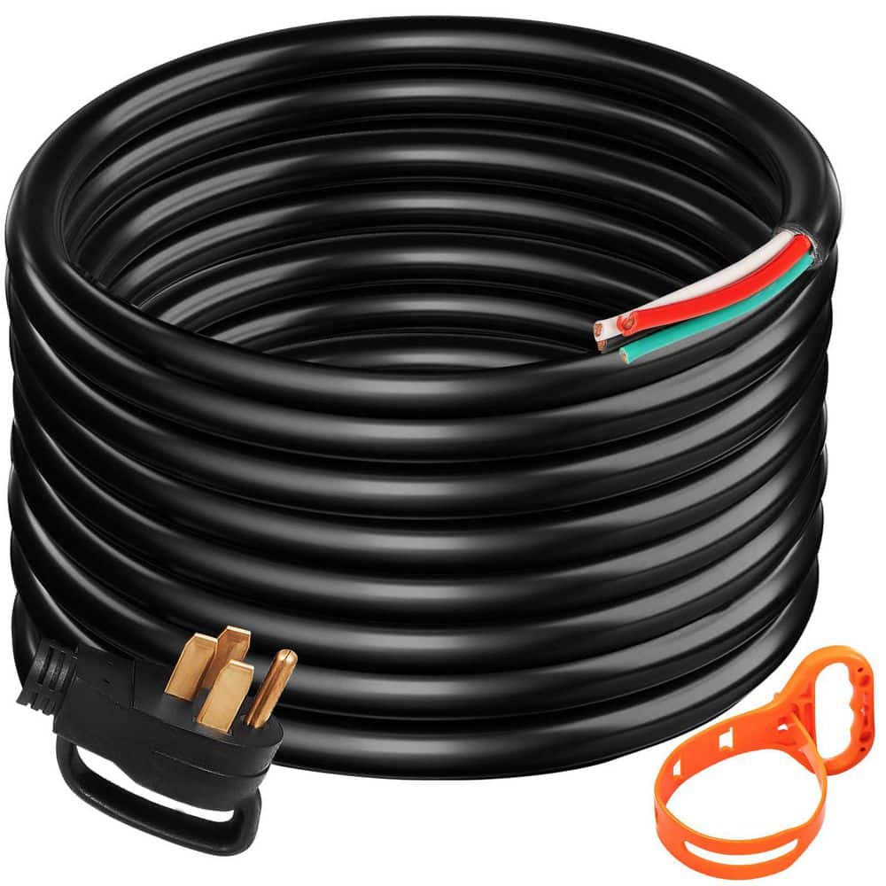 VEVOR 40 ft. RV Camp Power Cord, 50 Amp 110V 6/3 + 8/1 AWG Generator Extension Cord NEMA 14-50P to Bare Wire