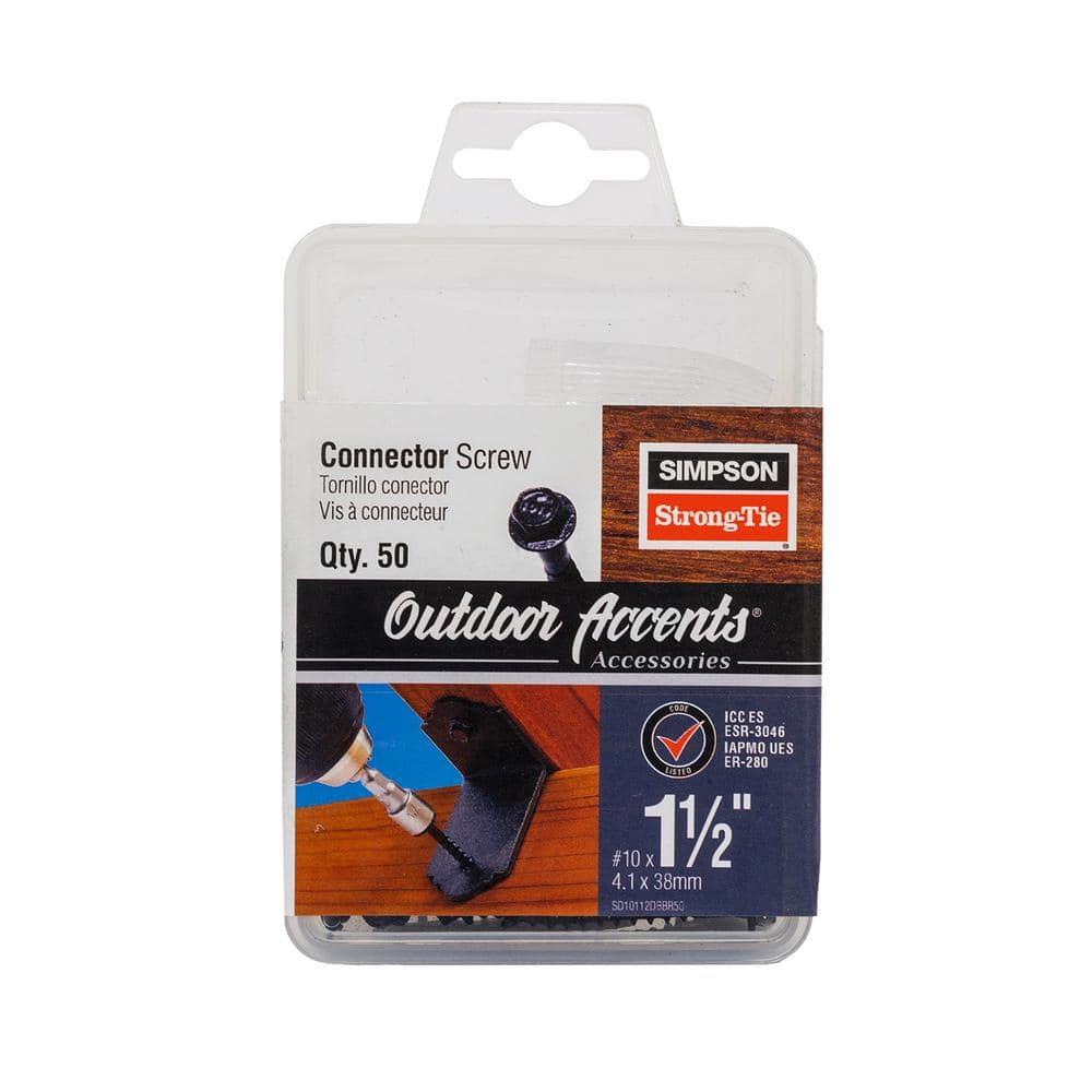 Simpson Strong-Tie Outdoor Accents #10 x 1-1/2 in. Black Double-Barrier Coating Connector Screw (50-Pack)