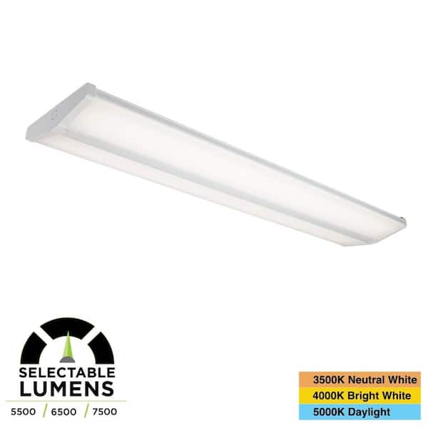 Commercial Electric 1-Pack 4 ft. x 10 in. 5500/6500/7500 Lumens Integrated LED White Commercial Wraparound Light, Selectable CCT, 120-277V